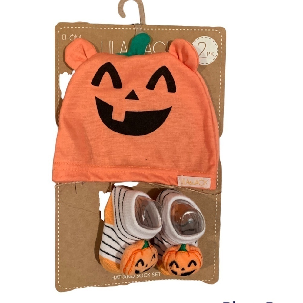 Lila & Jack Pumpkin Hat and Socks 0-6 months NEW